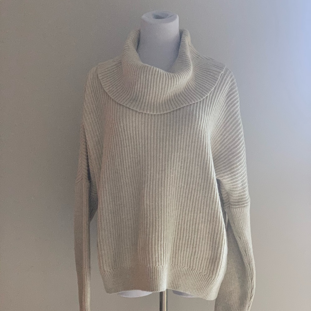 Lucky Brand Oversized Turtleneck Sweater L/XL Cozy Relaxed Boho Knit Pullover